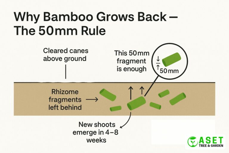 Why bamboo grows back after removal — rhizome regrowth cross section